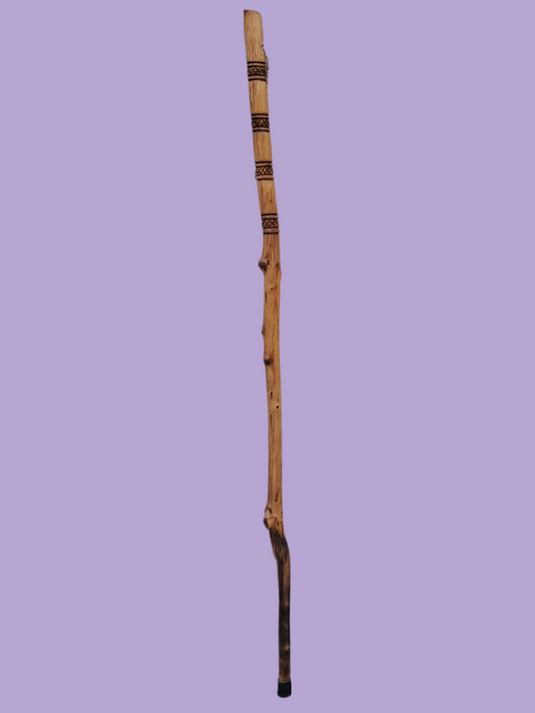 Traditional Lebanese Oak Hiking Stick with Bands X Design