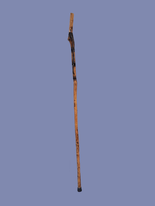 Traditional Lebanese Oak Hiking Stick with Bands X Design