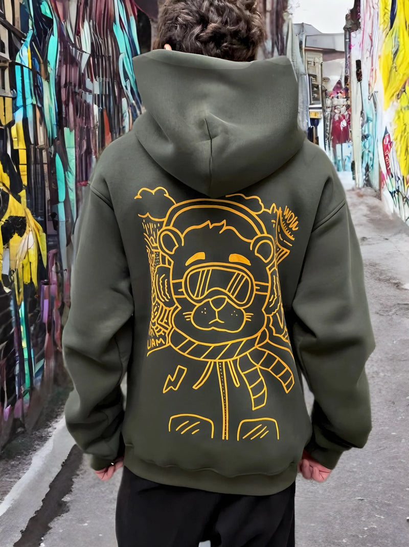 Load image into Gallery viewer, Bear Vibes Only Hoodie in Olive Green by Liam is (12)
