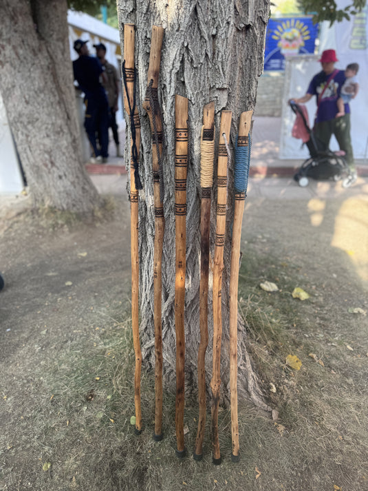 Traditional Lebanese Oak Hiking Stick with Bands X Design