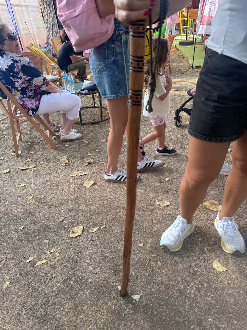 Load image into Gallery viewer, Traditional Lebanese Oak Hiking Stick with Bands X Design
