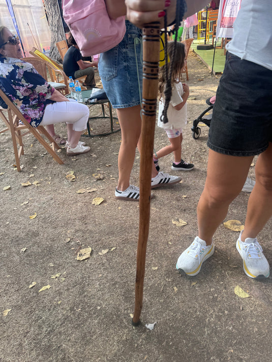 Traditional Lebanese Oak Hiking Stick with Bands X Design
