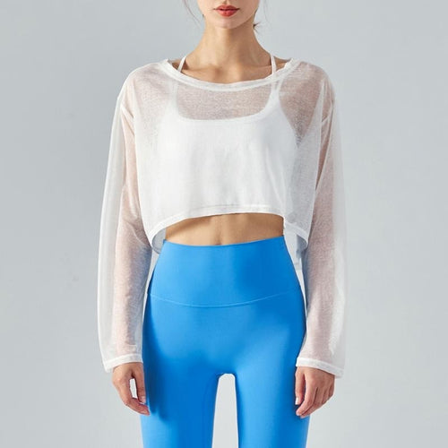 Long Sleeve Sheer Crop Top